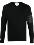 Thom Browne Black Fine Merino Wool 4-Bar Classic Crewneck Pullover