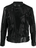 Philipp Plein leather disco biker jacket crystals