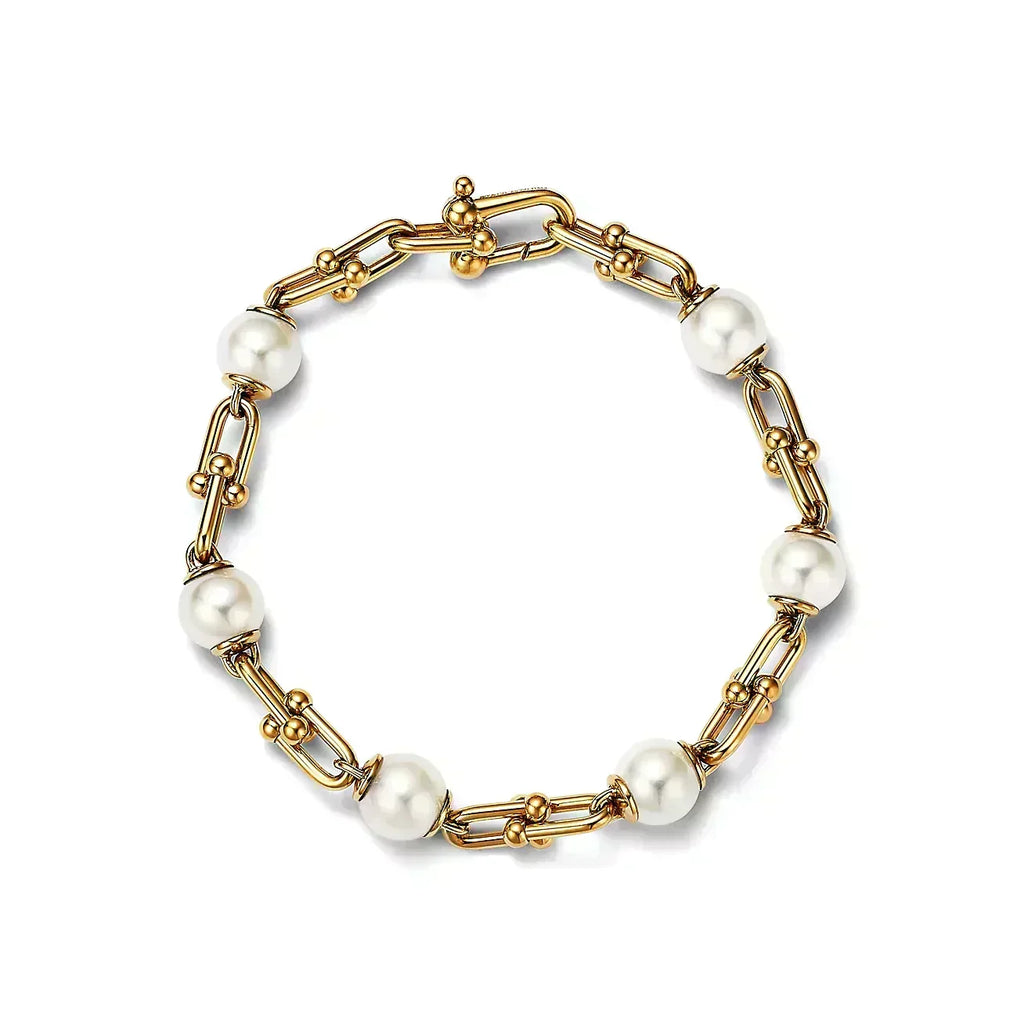 TIFFANY LINK BRACELET GOLD WITH FRESHWATER PEARLS