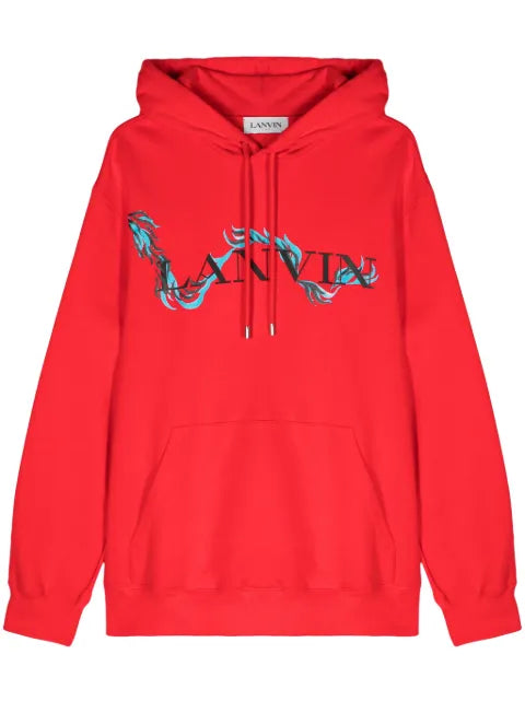 Lanvin dragon-print cotton hoodie