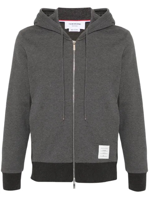 Thom Browne loopback jersey 4-Bar zip-up hoodie
