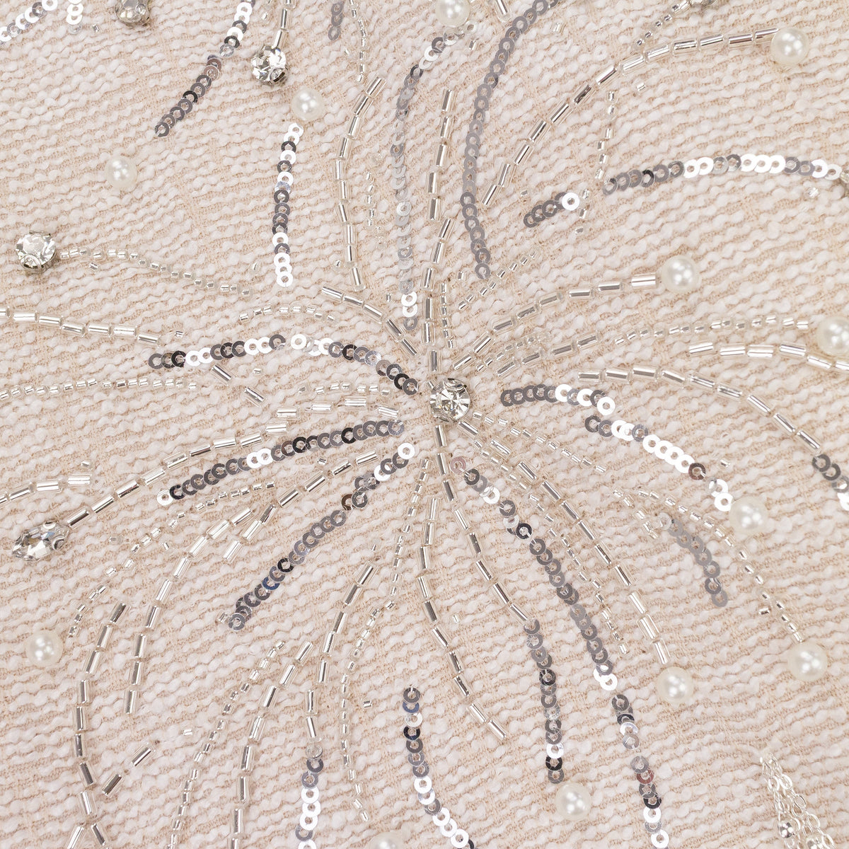 WHITE FIREWORKS BEADED DIAMOND BUTTON-DOWN SHIRT