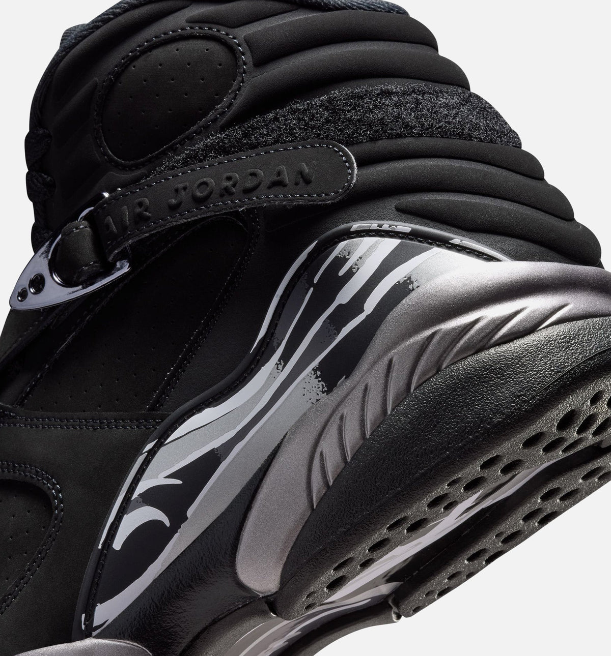 Air Jordan 8 Retro Chrome Black Men's Lifestyle Shoes - Black/White/Light Graphite