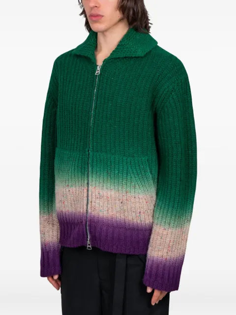 sacai garment-dye cardigan