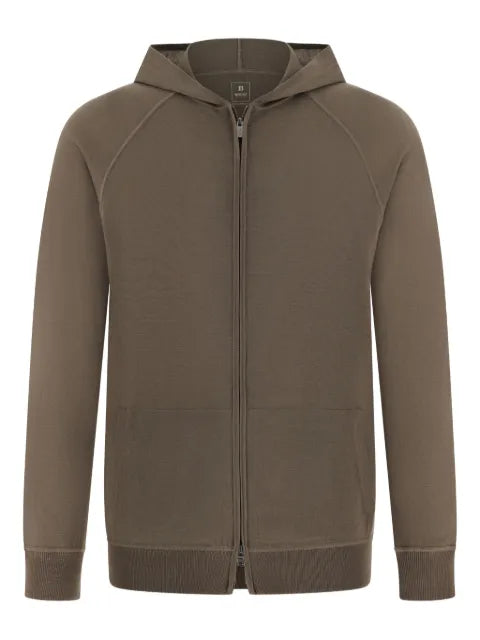 Boggi Milano full-zip knitted hoodie in superfine wool
