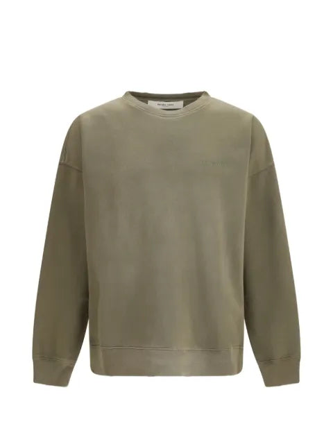 Golden Goose sweatshirt in military-green bleached-look cotton with embroidered logo