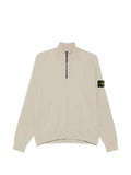 Stone Island logo-patch zip-neck sweater