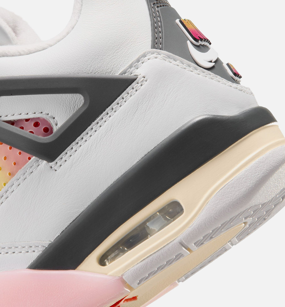 Air Jordan 4 Retro Comic Grade School Lifestyle Shoes - Off White/Fire Pink/Anthracite