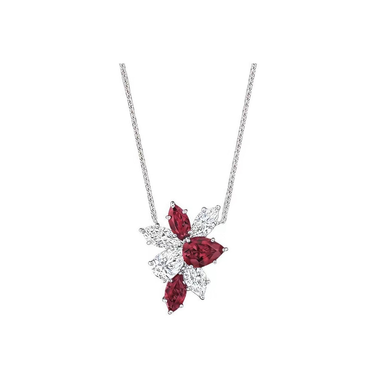 Harry Winston Style Pear-Cut Floral Cubic Zirconia Necklace
