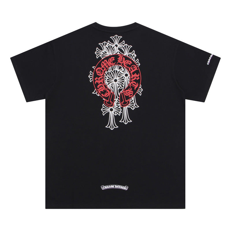 Chrome Hearts Horseshoe Cross Floral Crew Neck T‑Shirt Unisex