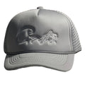 Corteiz Vintage Grey Trucker Hat with Tonal Script and Star Graphic