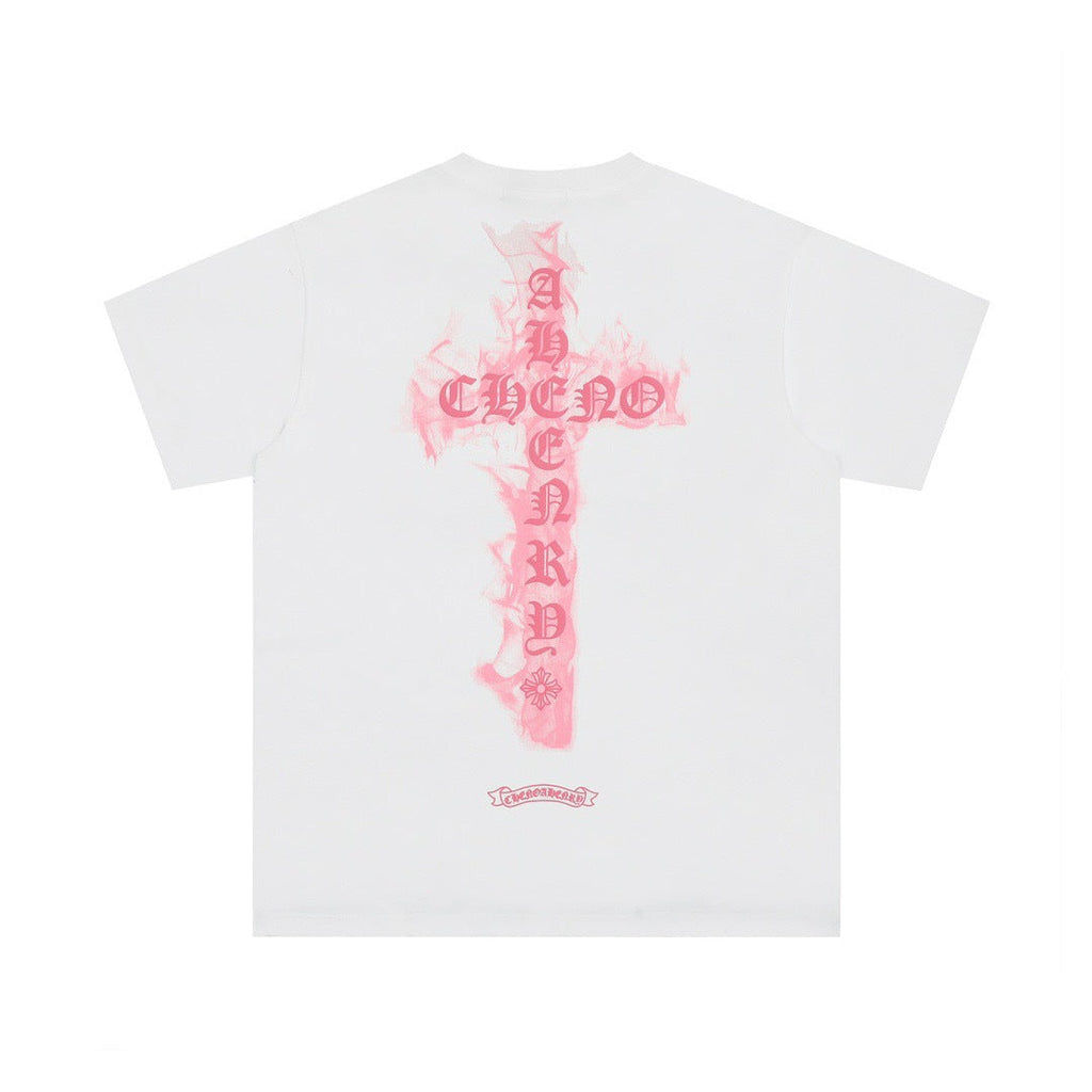 Chrome Hearts Color Sanskrit Cross Print Short Tee Unisex Y2K