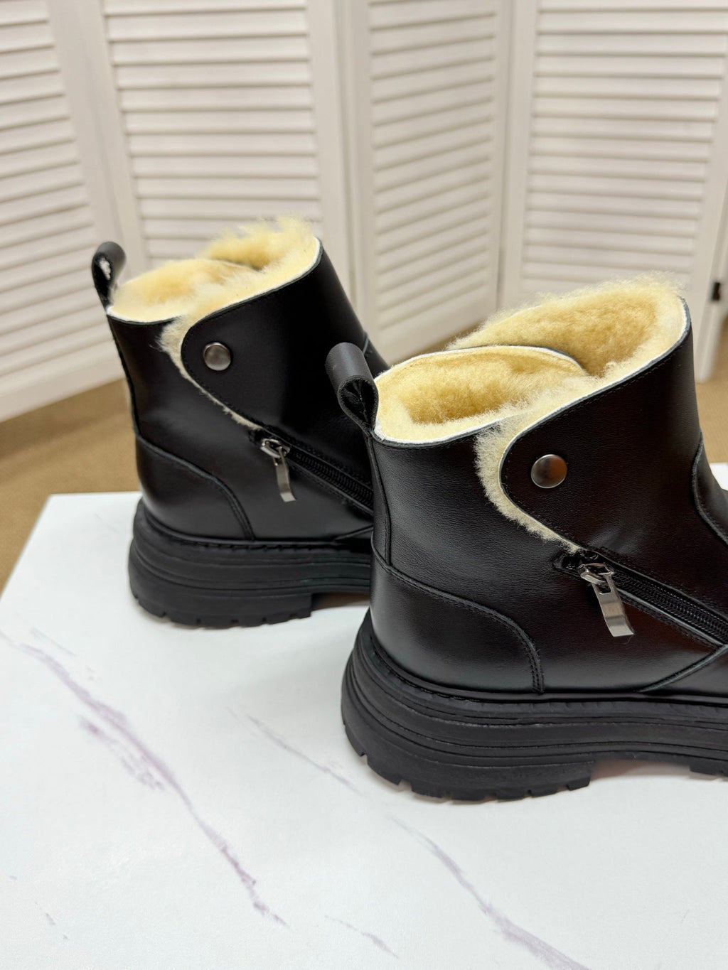 UGG Black Folded-Cuff Leather Boots