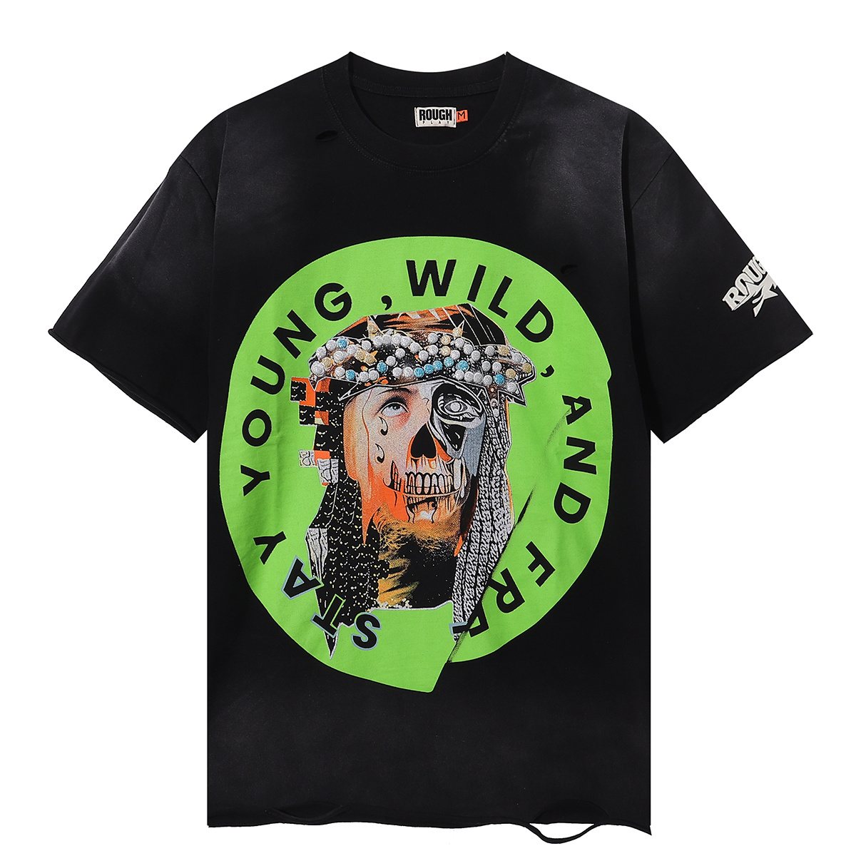 Rough Play Jesus Graphic Distressed Washed T-Shirt