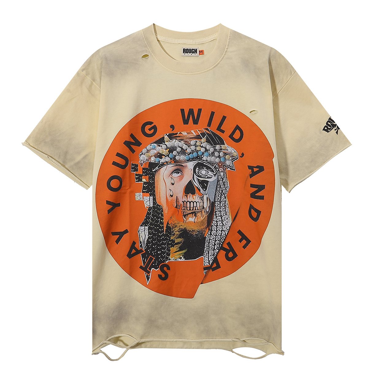 Rough Play Jesus Graphic Distressed Washed T-Shirt