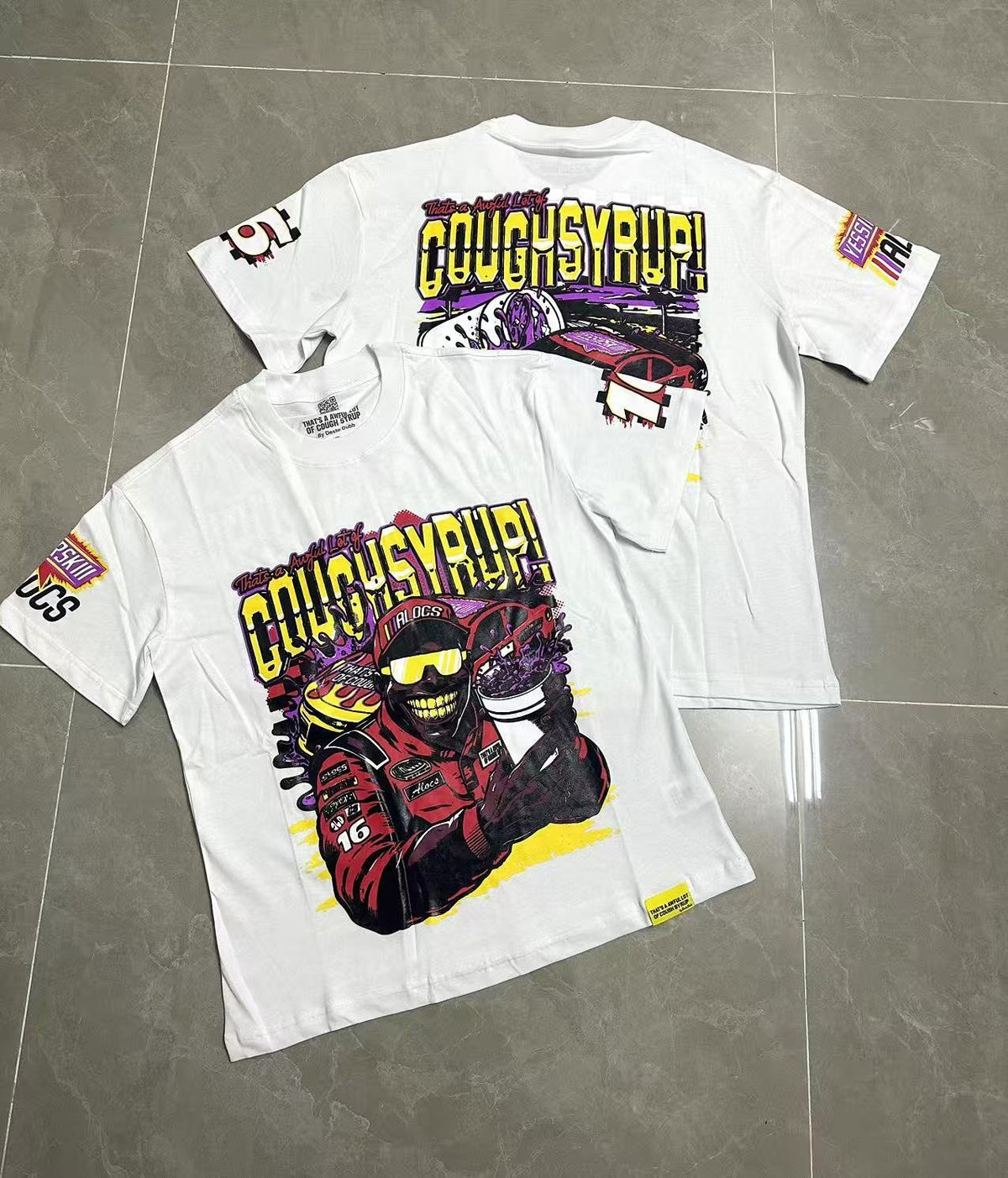 THAT'S A AWFUL LOT OF COUGH SYRUP Racing Graphic Short-Sleeve T-Shirt