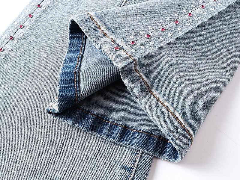 Purple Brand Light Blue Rhinestone Flare Jeans