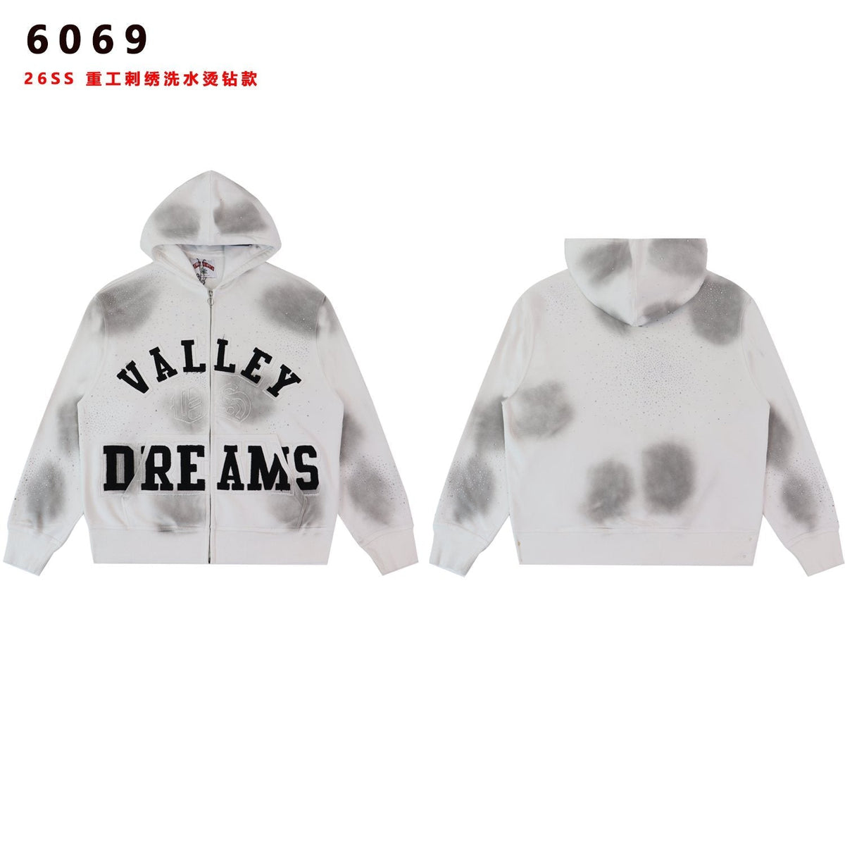 Valley Dreams Washed Rhinestone Zip Hoodie