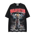 MAJESTIK Washed Black Graphic Short-Sleeve T-Shirt