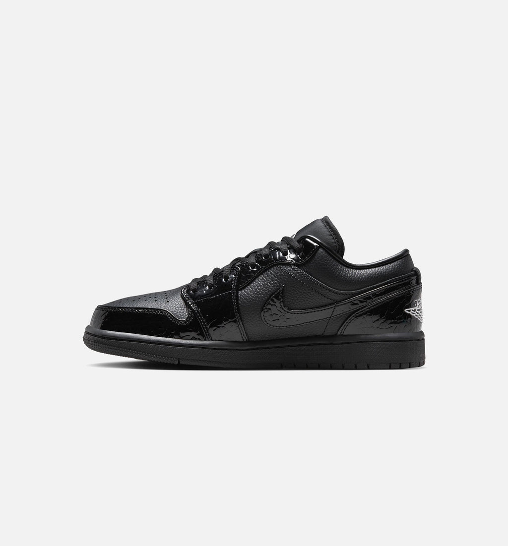 Air Jordan 1 Low Patent Elephant Women's Lifestyle Shoe - Black/White/Metallic Silver