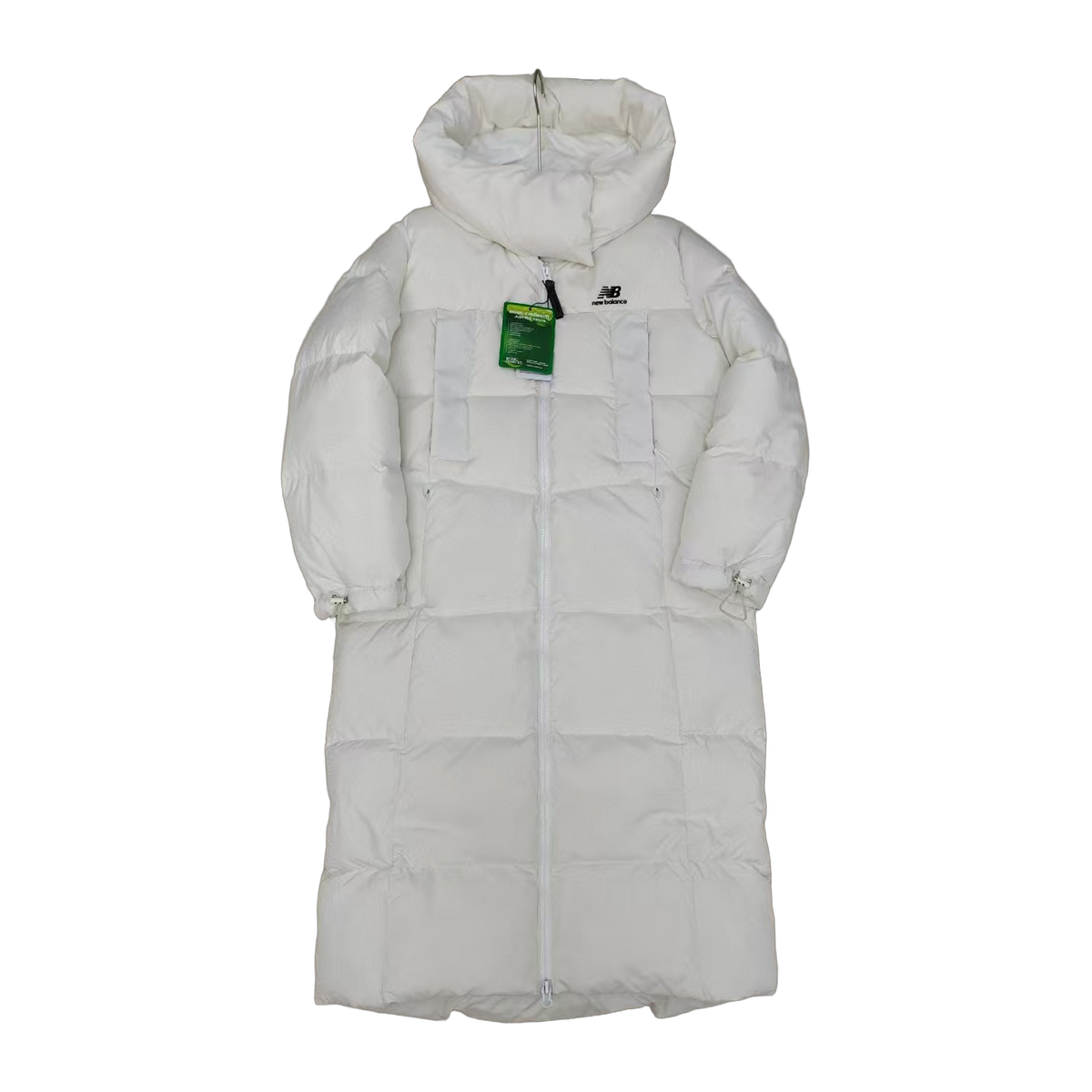New Balance Hooded Long Puffer Coat | Off White | Premium Insulation