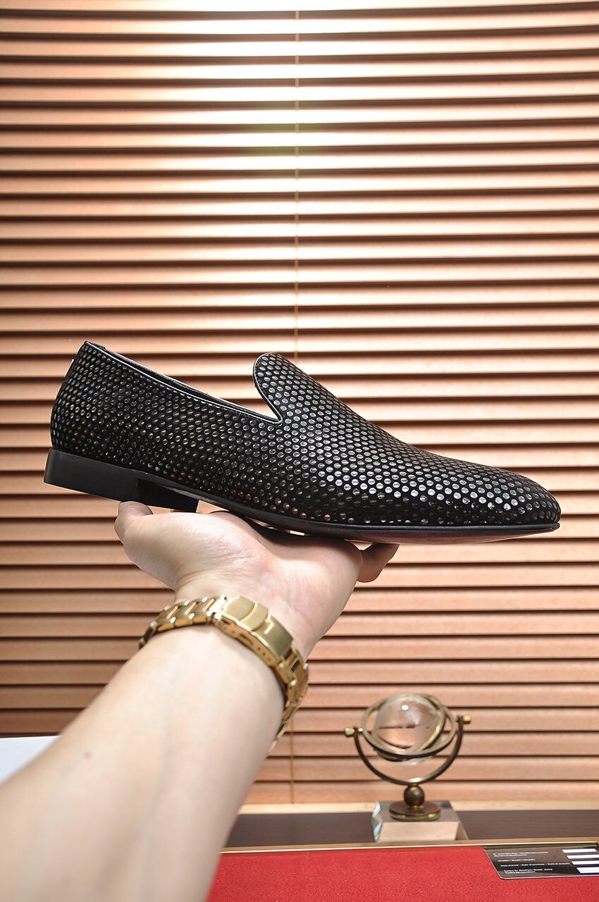 Versace Men's Textured Black Slip-On Shoes