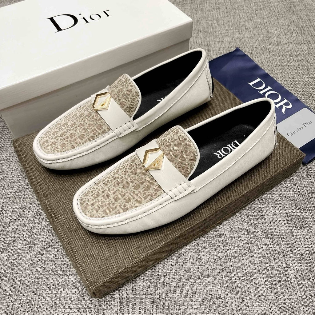 Dior Cream and Beige Patterned Loafers
