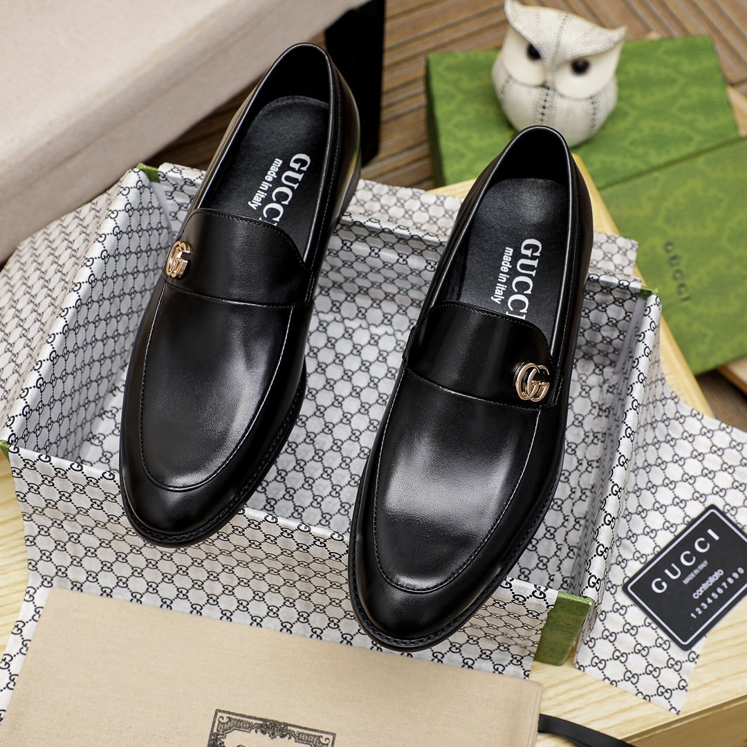 Gucci Black Double-G Slip-On Loafers