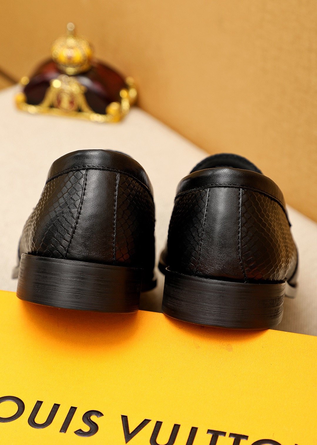 Louis Vuitton Black Textured Tassel Loafers
