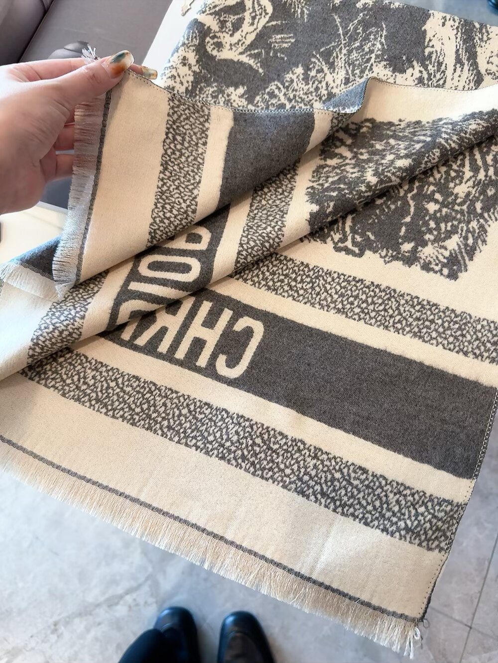 Dior Animal-Print Fringed Scarf