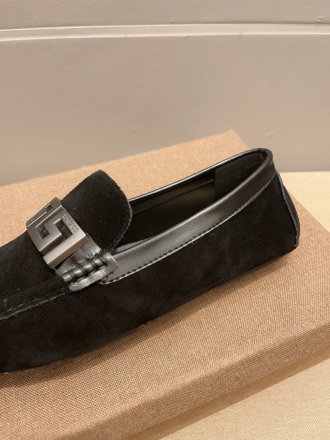 Versace Black Loafers with Silver-Tone Hardware