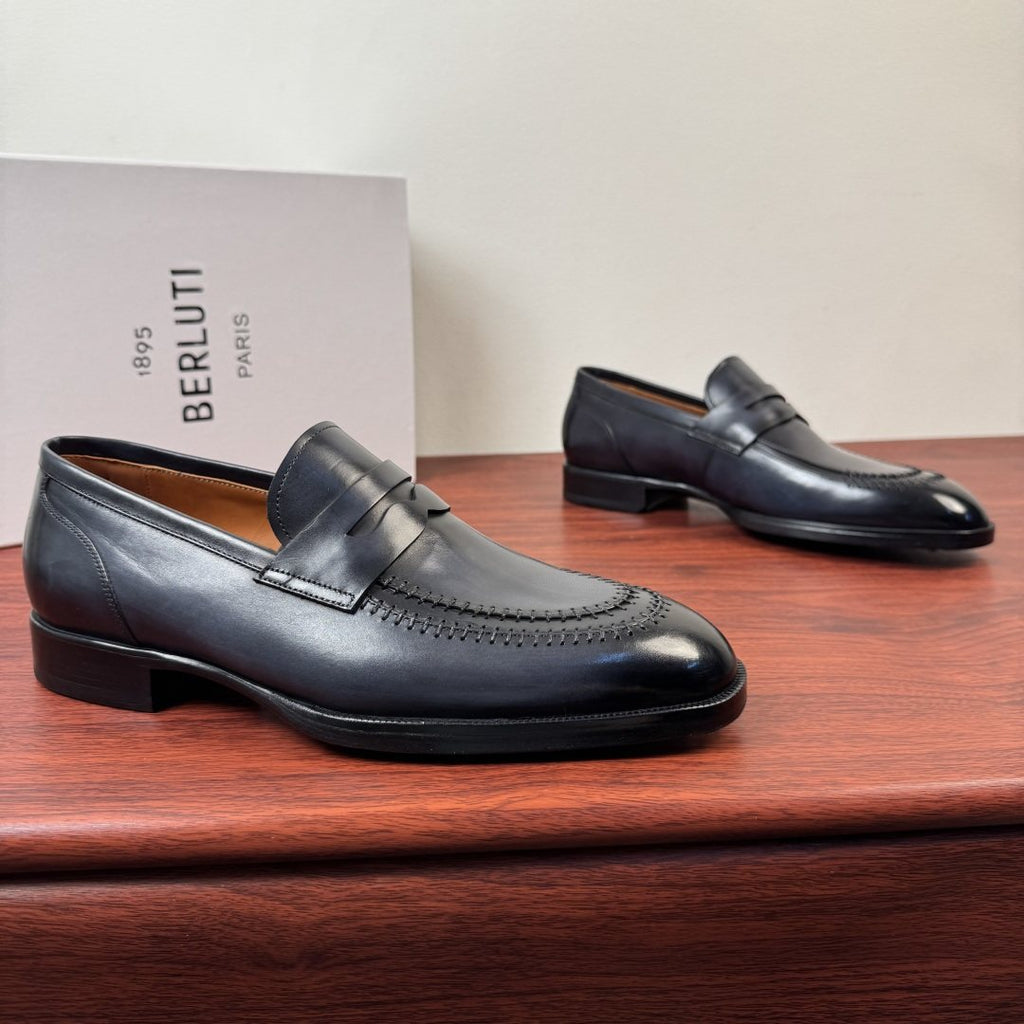 Berluti Men's Burnished Penny Loafers