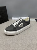 Prada Men's Triangle Patch Low-Top Sneakers - Padded Collar