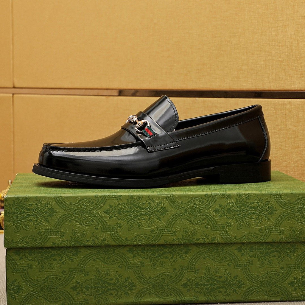 Gucci Black Web Bit Loafers