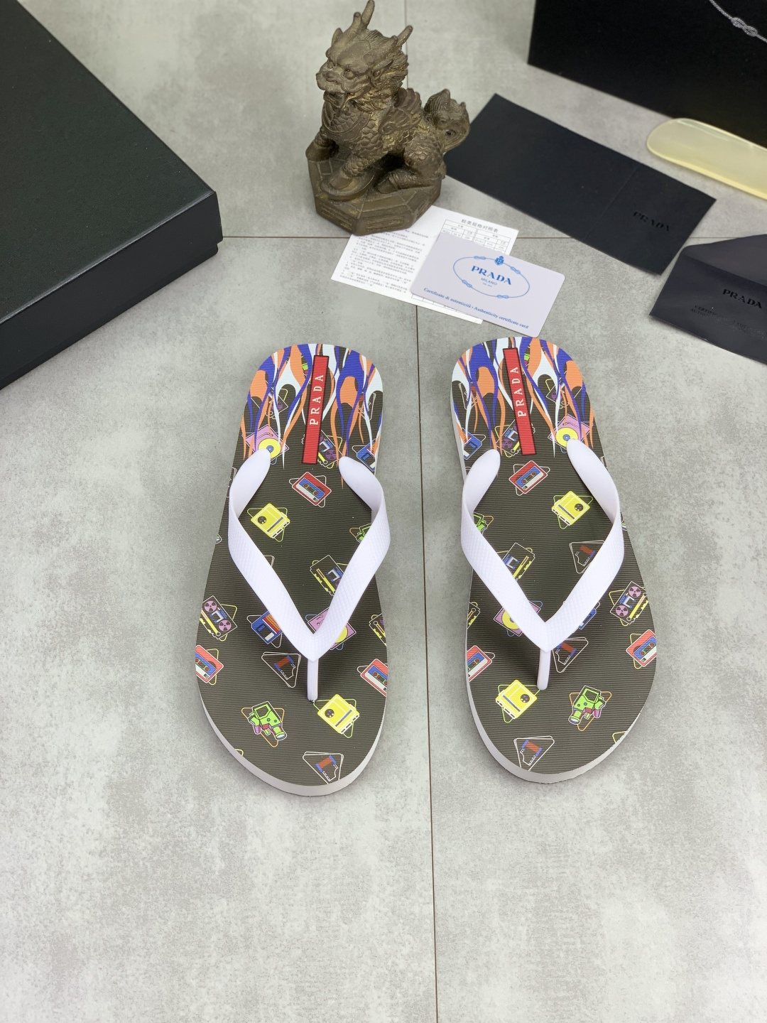 Prada Multicolor Print Flip-Flops