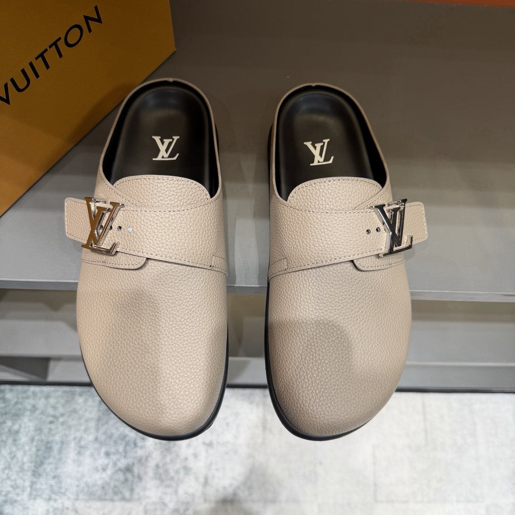 Louis Vuitton Textured Buckle Mule Sandals