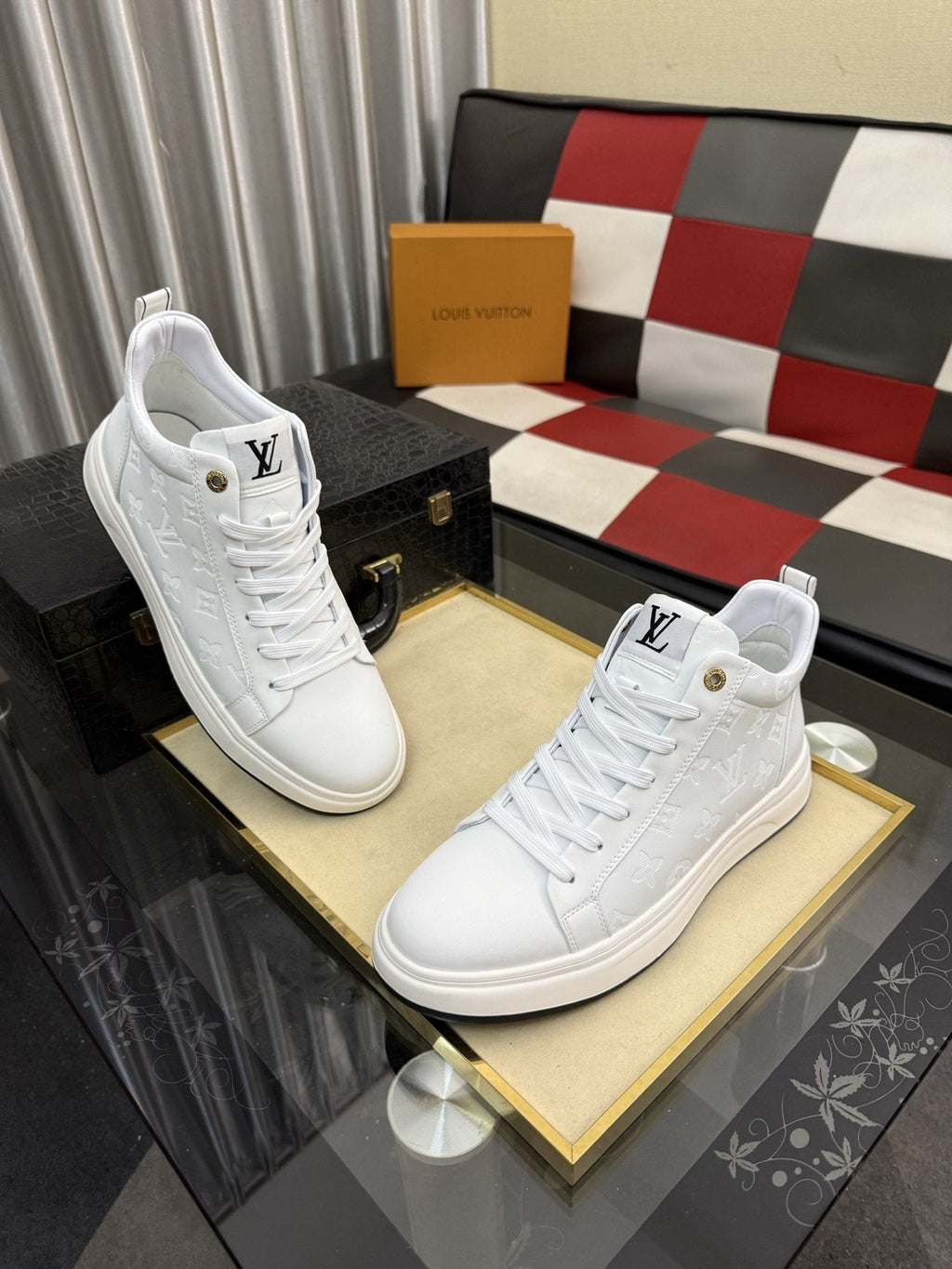 Louis Vuitton Embossed High-Top Sneakers