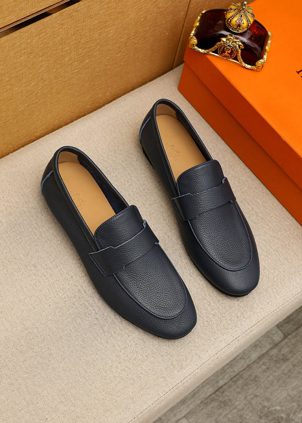 Hermès Pebbled Leather Loafers