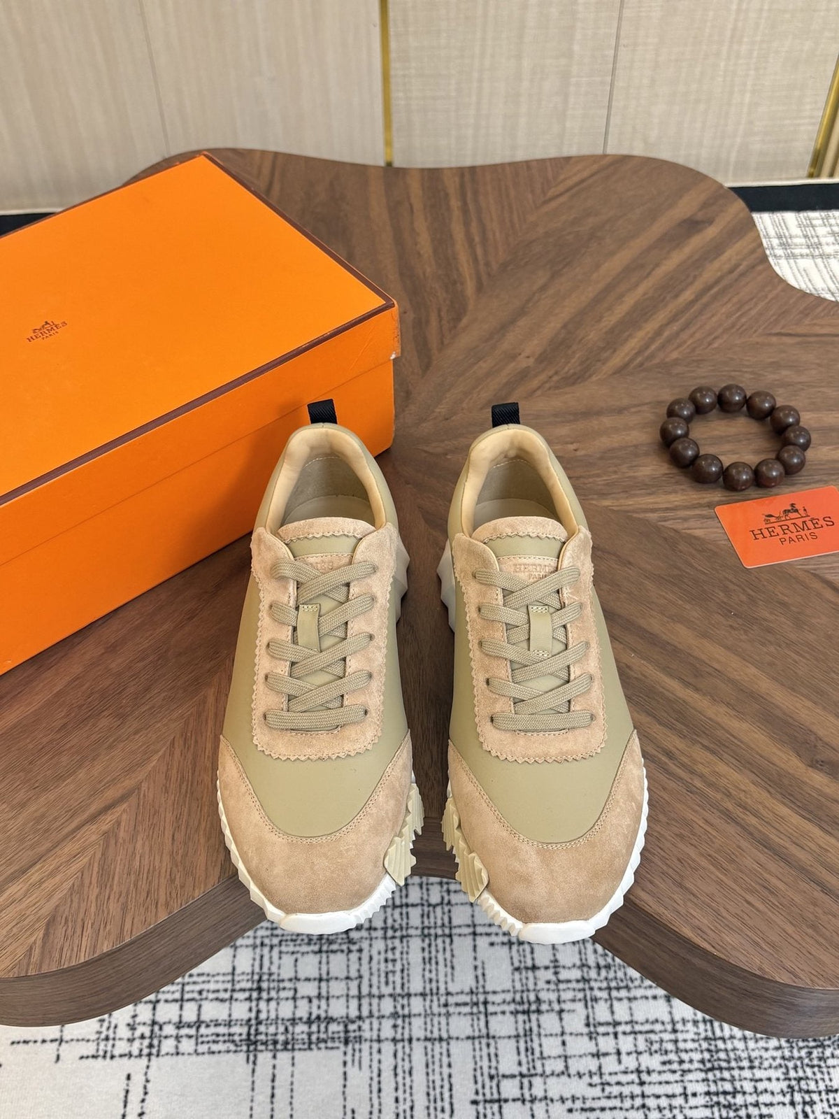 Hermes Paneled Low-Top Sneakers
