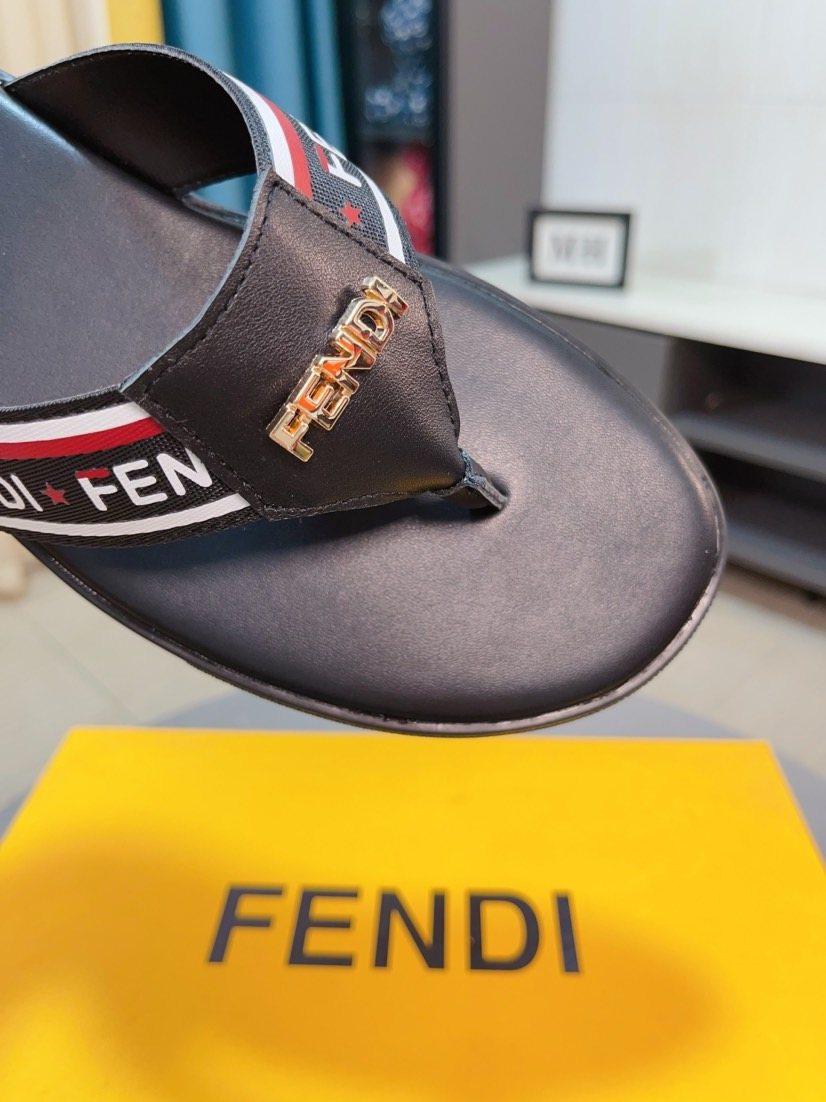 Fendi Men's Striped Thong Sandals