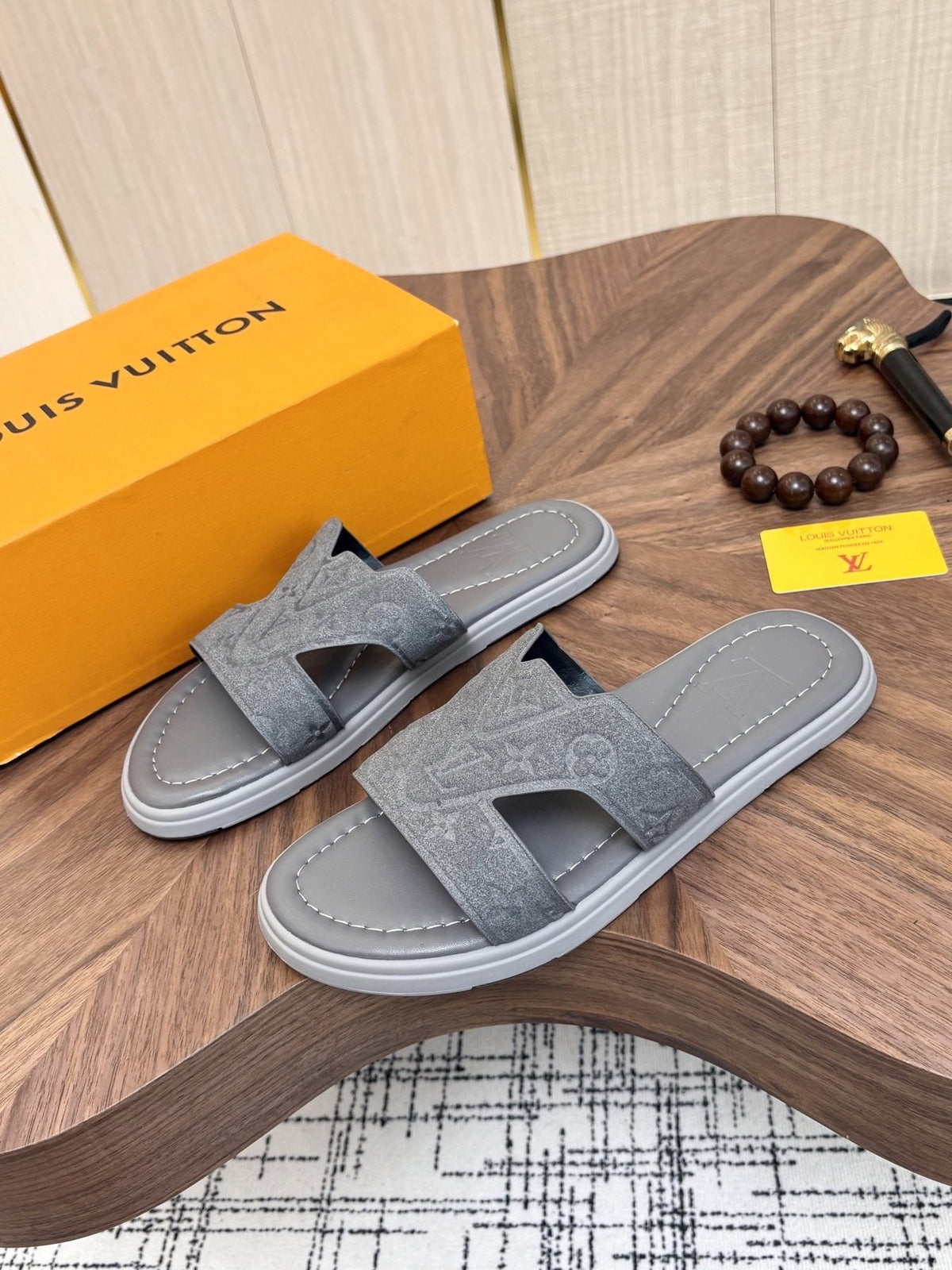 Louis Vuitton Monogram H-Cut Slide Sandals
