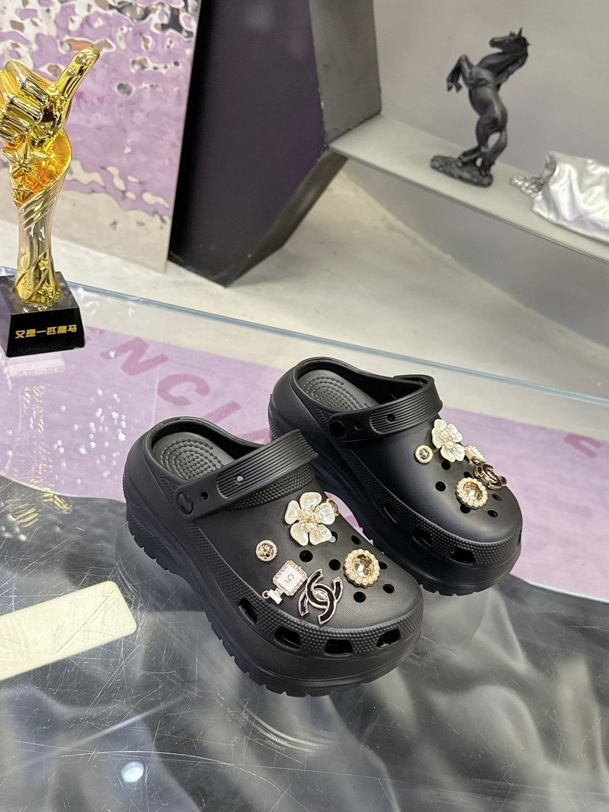 Crocs Pearl Charm Platform Clogs