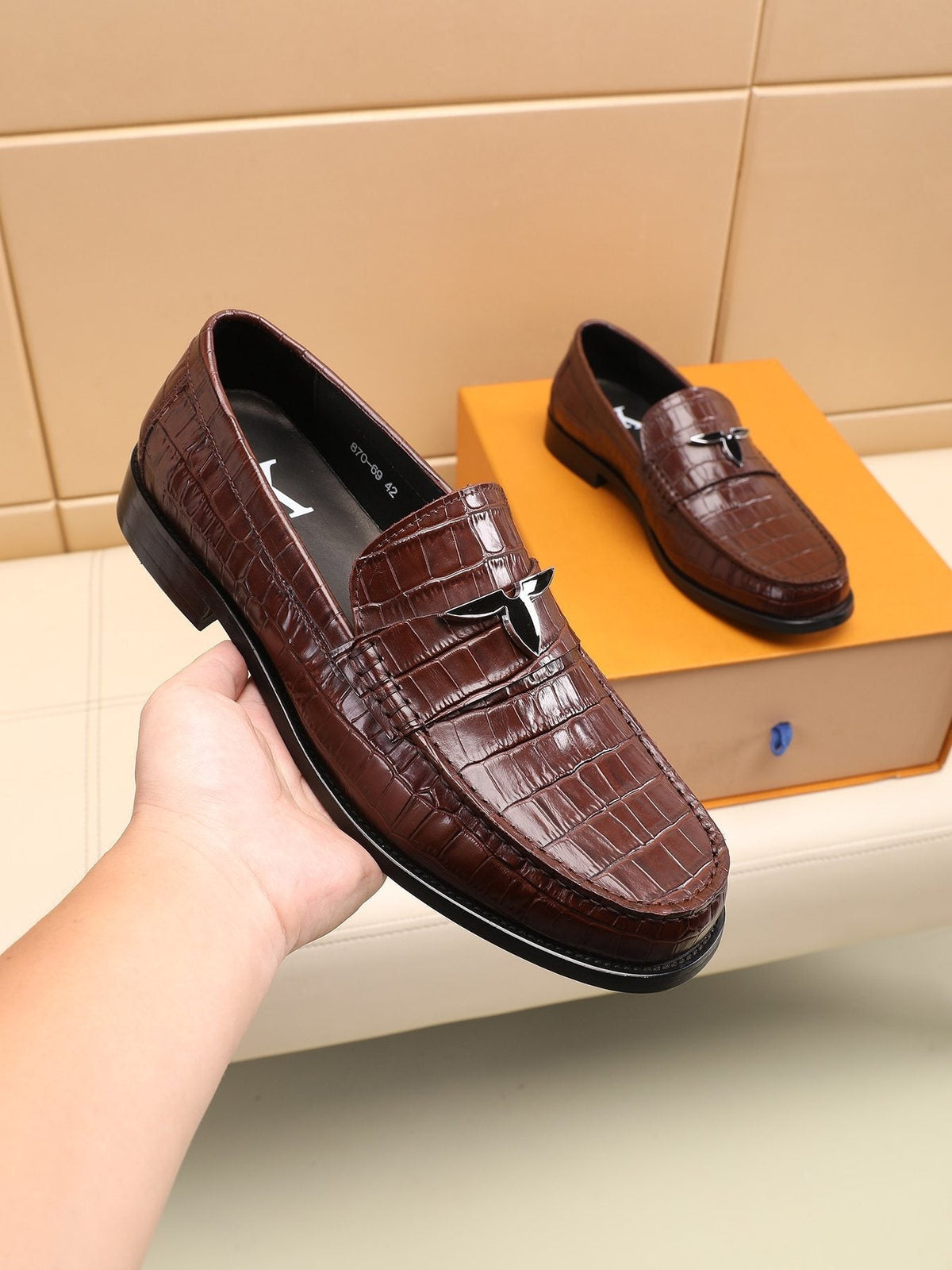 Louis Vuitton Embossed Strap Loafers