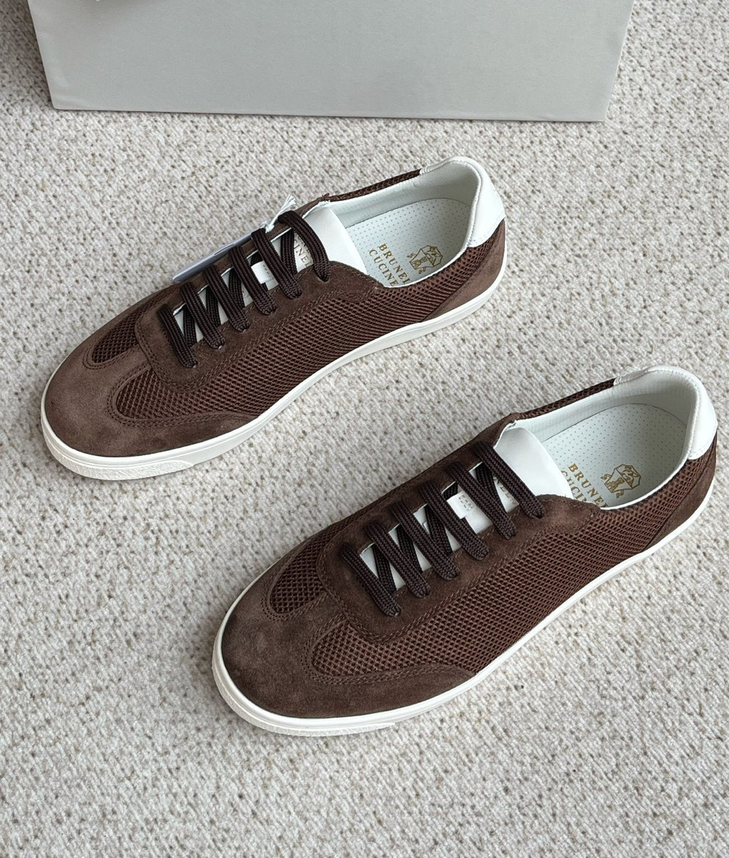 Brunello Cucinelli Men's Low-Top Lace-Up Sneakers - White Rubber Sole