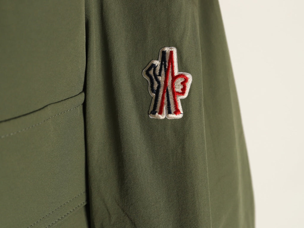 Moncler Utility Shirt-Collar Jacket - Olive Green